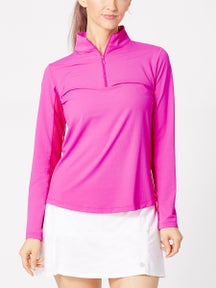 IBKUL Women's Long Sleeve Mock Top - Hot Pink