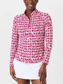 IBKUL Women's Long Sleeve Zip Mock - Hugs & Kisses