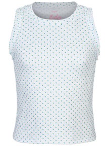 Lucky In Love Girl's Core Poppy Dot Tank - Wh/Blue