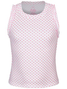 Lucky In Love Girl's Core Poppy Dot Tank - Wh/Pink