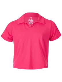 Lucky in Love Girl's Core Cropped Polo - Coral