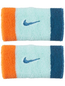 Nike Swoosh Doublewide Wristbands 2Pk Mint/Orange