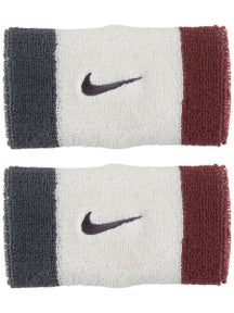 Nike Swoosh Doublewide Wristbands 2Pk Sail/Dk Red