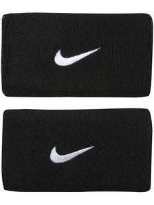 Nike Swoosh Double Wide Wristband White/Black | Tennis Warehouse