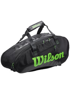 Specimen gegevens haar Wilson Super Tour 2 Comp Black/Green 9-Pack Bag | Tennis Warehouse