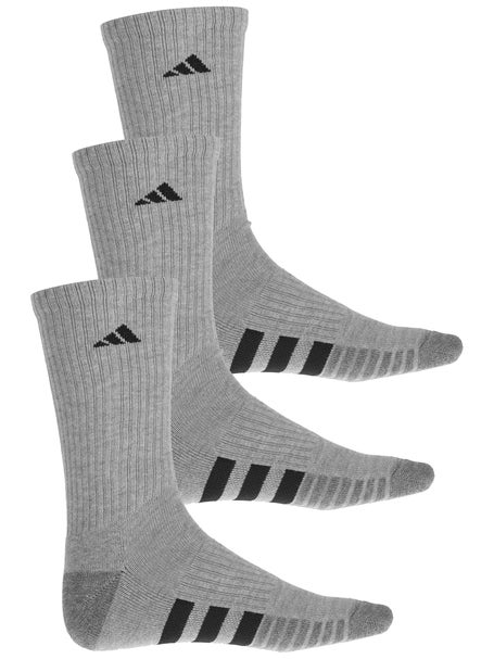 adidas Men's Cushioned 3-Pack Crew Socks Grey Tennis Warehouse
