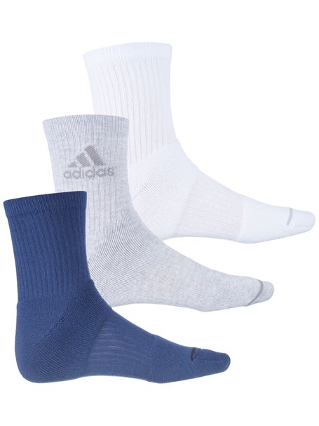 adidas Men's Cushioned 3-Pack Quarter Sock Bl/Gy/Wh Tennis