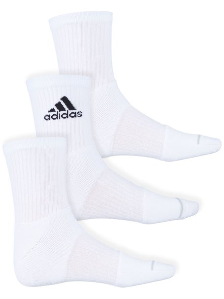 adidas Men's Cushioned 3-Pack Quarter Sock White Tennis
