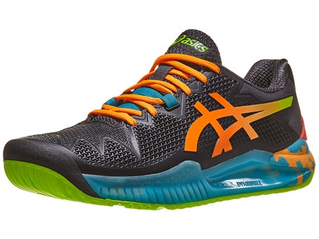 Gel Resolution 8 Black/Orange/Blue Men's Shoes Warehouse