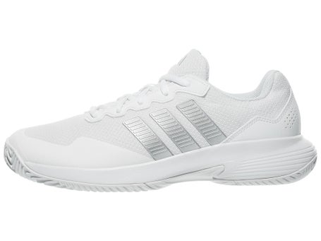 adidas Women's Gamecourt 2 Tennis Shoes, White/Silver, Size 8.5