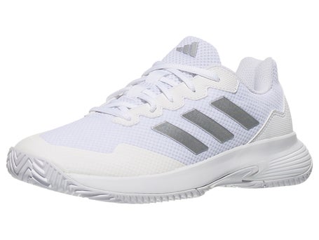 Adidas Women's GameCourt 2 Tennis Shoes, White/Silver/White / 7.5