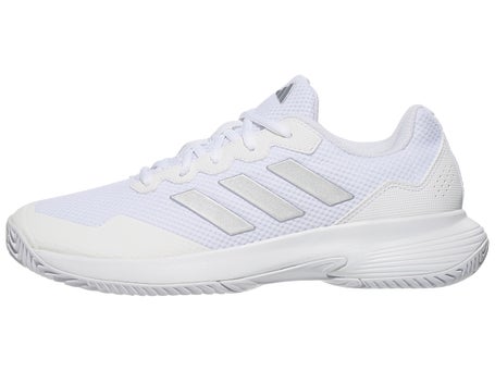 Adidas Women's GameCourt 2 Tennis Shoes, White/Silver/White / 7.5