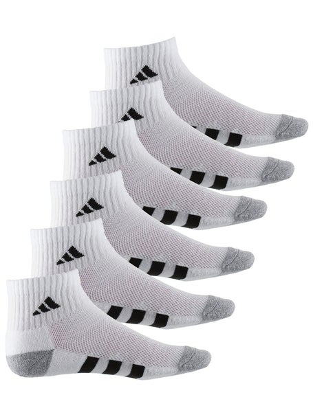 adidas Youth Cushioned 6-Pack Quarter Socks, Medium, White