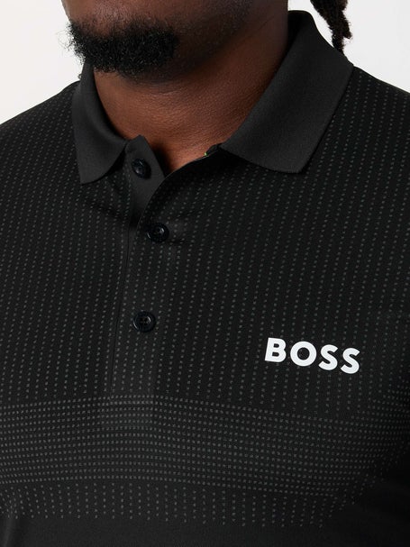 black dress with white lace Hugo Boss Grey Leaf Print Slim Fit Button Up Knit Shirt – Taelor.Style main image 0