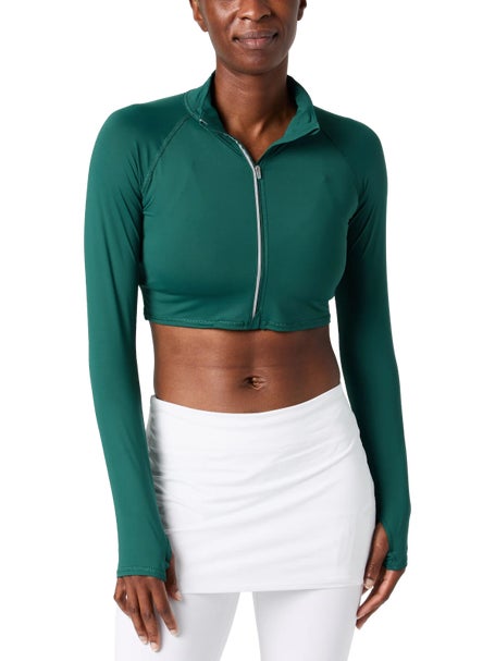 BloqUV Womens Full Zip Crop LS Top - Jungle