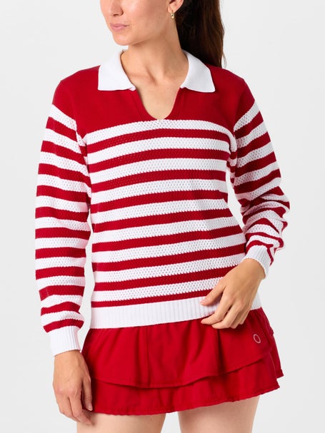 Bubble Womens Haley Polo Sweater - Red/White