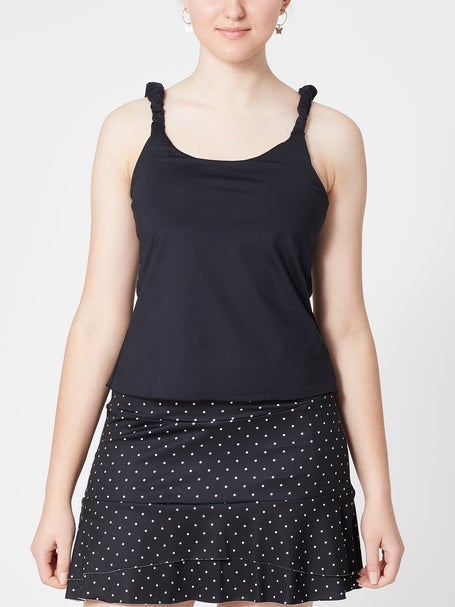 Denise Cronwall Vespa Eliza Racerback Top In Black Print Trim in