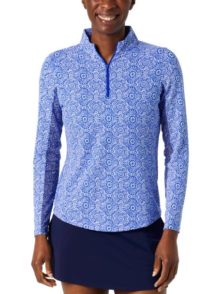 IBKUL Womens Half Zip Long Sleeve - Amani Blue