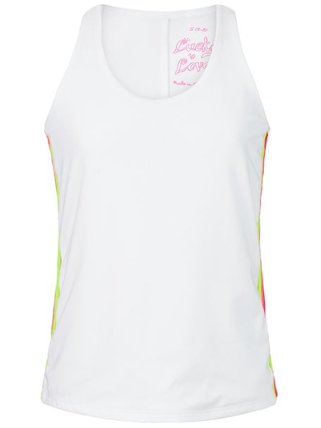 Lucky in Love Girls Prisma Stripe Tank- White
