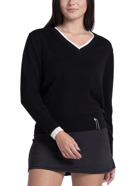 Lucky in Love Womens Point Double V-Neck Sweater