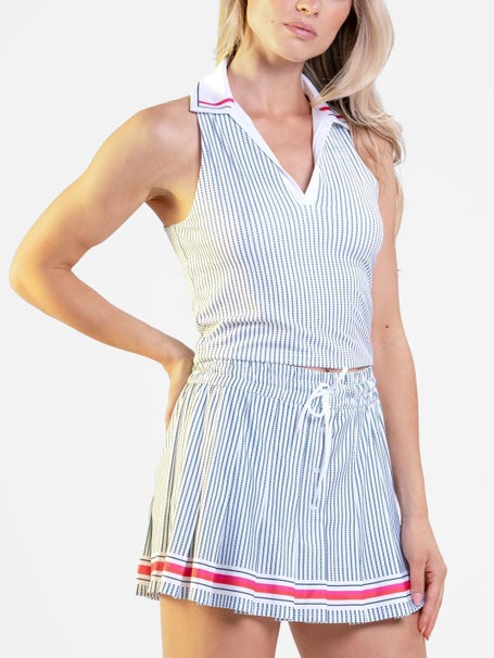 Lucky in Love Womens Glow Set Stripes Polo Tank