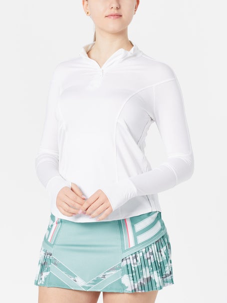 Lucky in Love Womens Core 1/2 Zip Long Sleeve - White