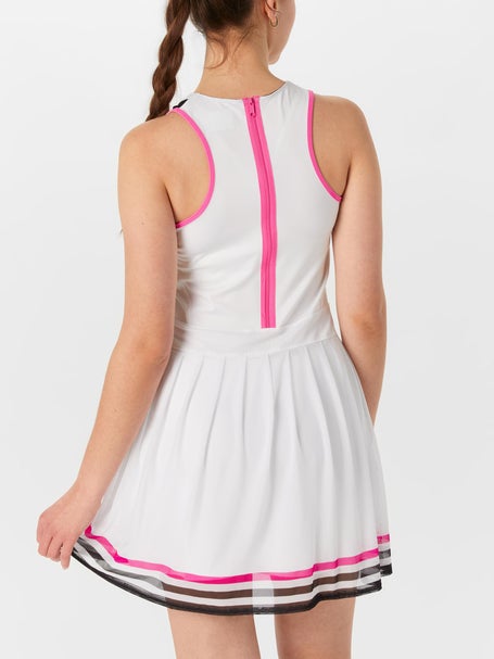 open lace back dress Serve it Up Tennis Romper Dress - White, Pink and Green main image 0