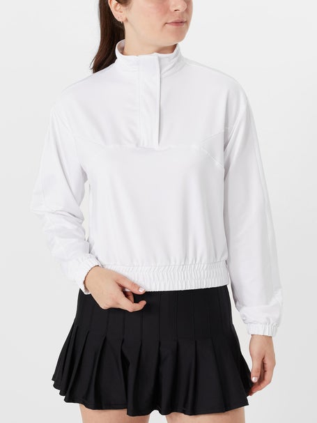 Lucky in Love Womens Mock Pullover - White
