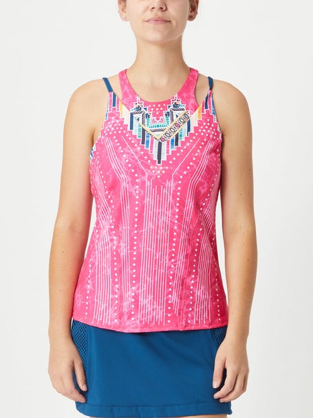 Lucky in Love Shocking Pink V-Neck Tennis Tank with Built-in Bra