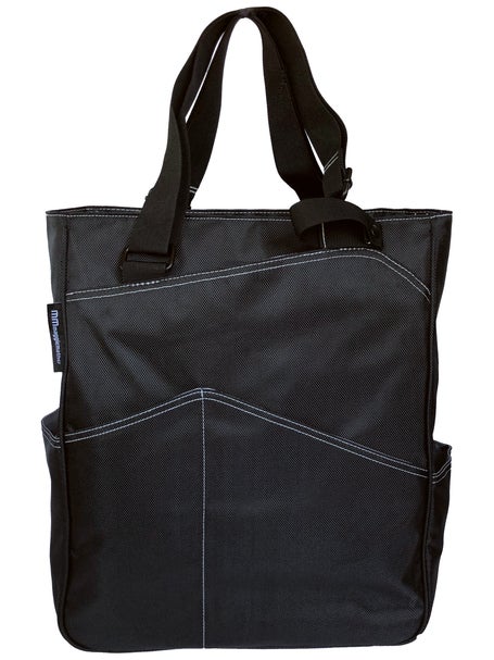 Blue Luxury Tote Bag Coated Canvas and Black Leather Lulu