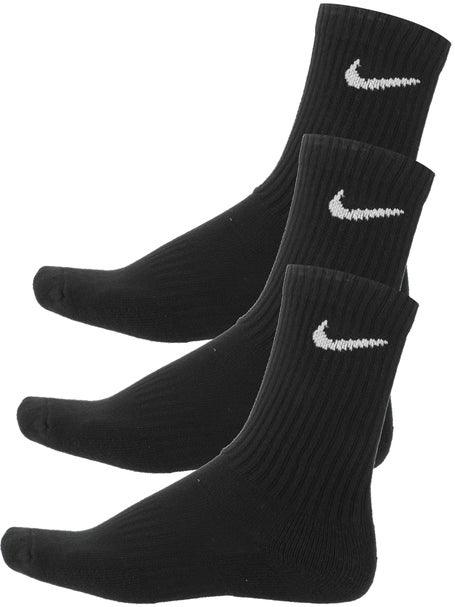 Nike Dri-Fit Cushion Crew Sock 3-Pack Black/White | Tennis Warehouse