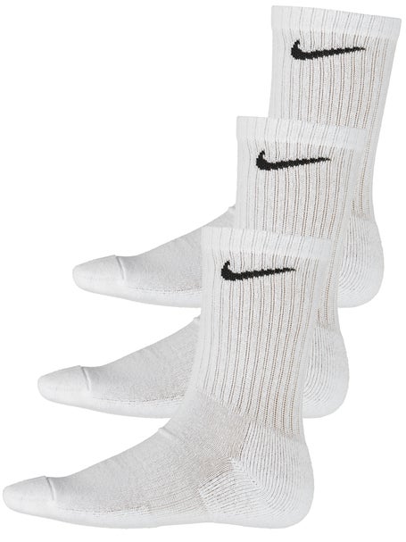 Nike Dri-Fit Cushion Crew Sock 3-Pack White/Black | Tennis Warehouse