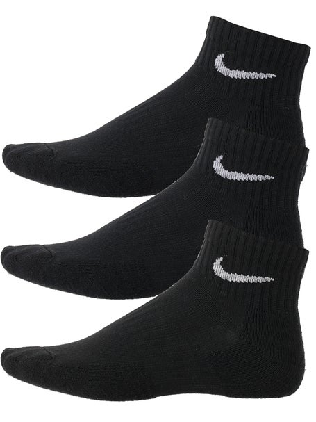 Nike Mens Performance Cushion Quarter Socks (6 Pairs), Black/White, Large  at  Men's Clothing store