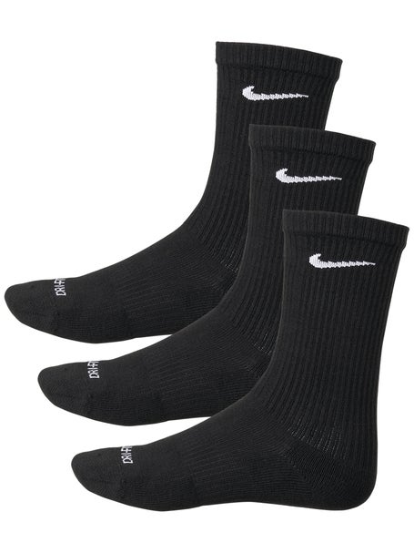 Nike Everyday Cushioned Crew Sock 3-Pack Black | Tennis Warehouse