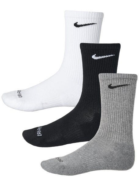 Nadruk Gezondheid Balling Nike Everyday Cushion Crew Sock 3-Pack White/Grey/Black | Tennis Warehouse