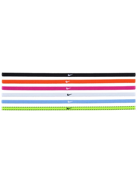 Nike Flex Classic Slim Headbands 6 Pk - Volt/Pink/White