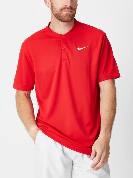 Nike Athletic Department Mens Red Short Sleeve Solid 2 Button Polo