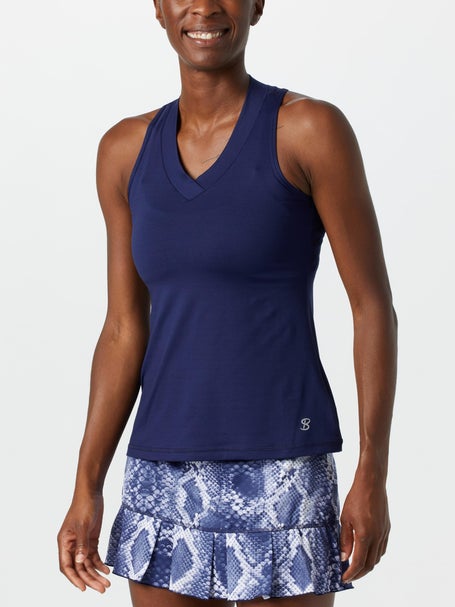 Lezen focus Amazon Jungle Sofibella Women's UV Racer Tank - Navy | Tennis Warehouse