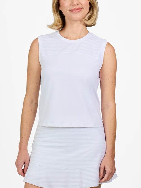 Sofibella Womens White Stripes Court Sleeveless Tank