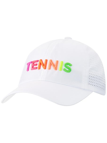 VimHue Womens Tennis Puff Hat - White/Neon