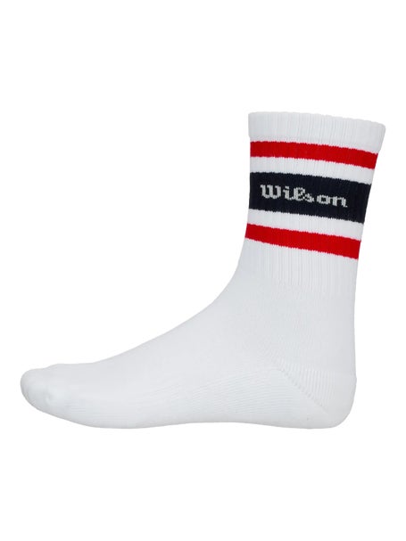 Wilson Mens NY Crew Stripe Script Socks - White/Red