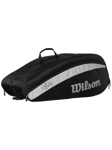  WILSON Fed Team 12 Pack Tennis Bag, Black/White