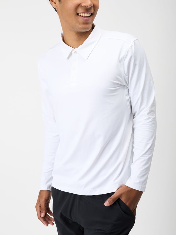 white long sleeve polo shirt for men