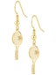 Born To Rally Racquet Rhinestone Dangle Earrings - Gold