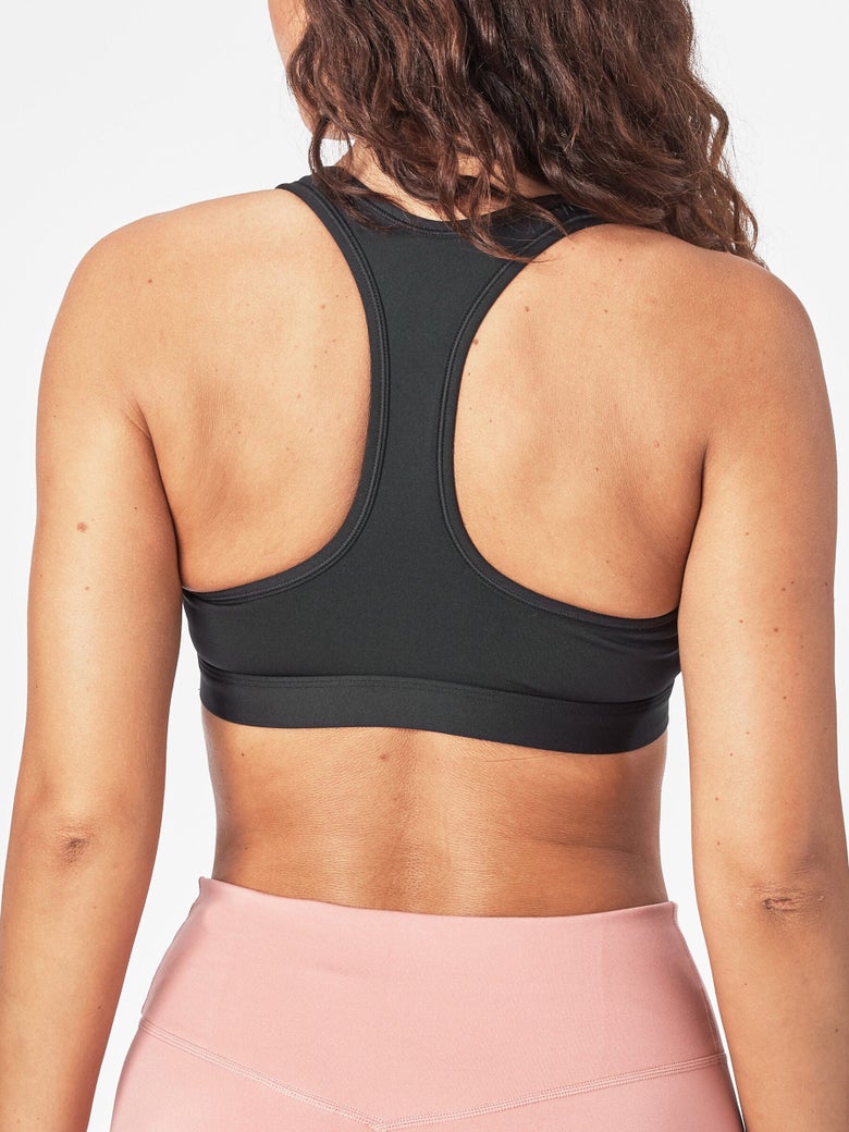 Nike Swoosh Bra in black from the back