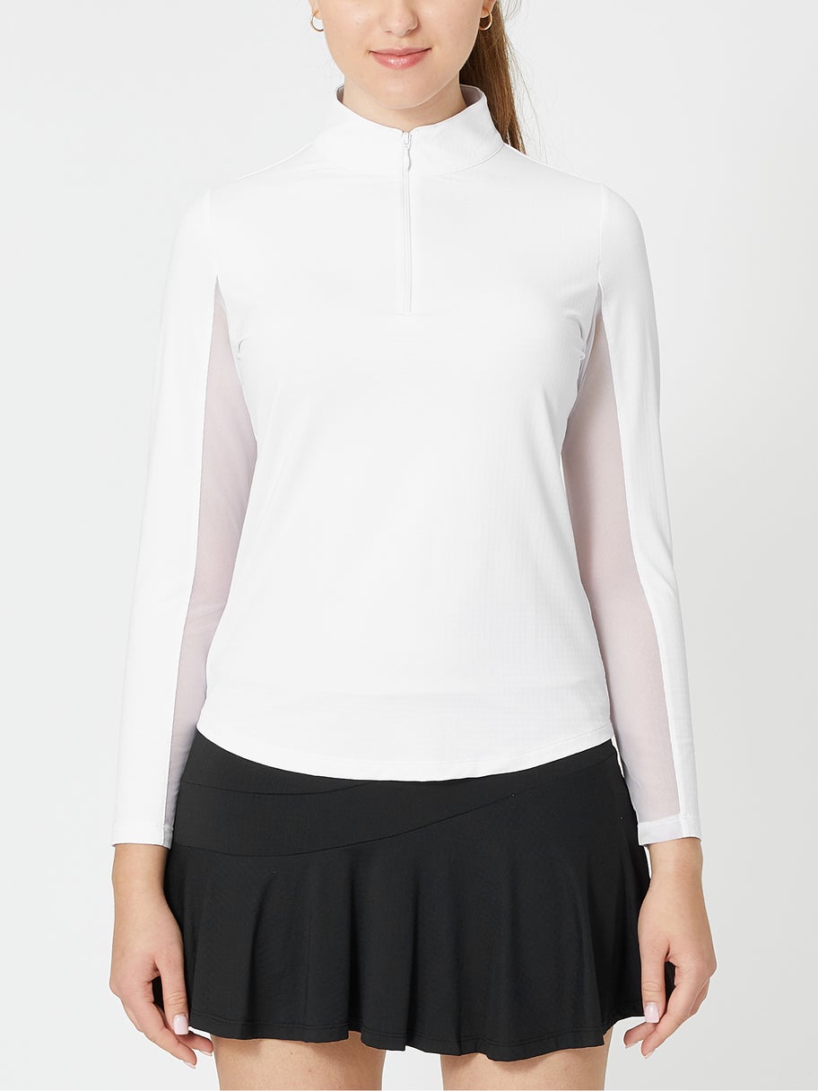 Ibkul Womens Long Sleeve Mock Solid Top - Blue