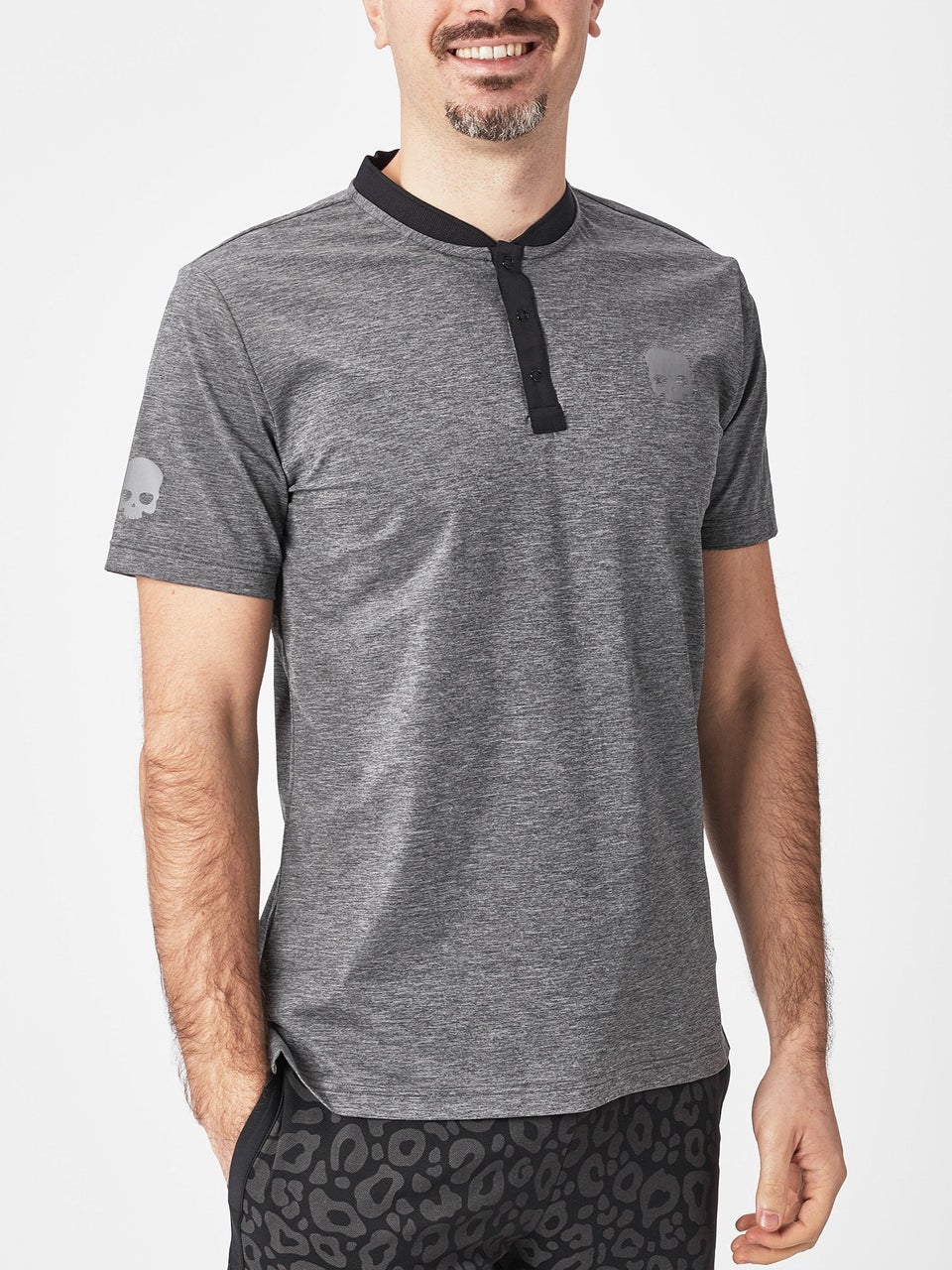 Hydrogen Men S Tech Serafino Henley Top Grey Tennis Warehouse