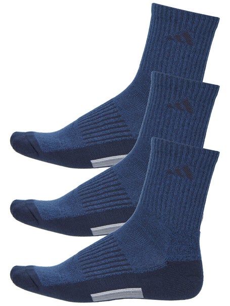 adidas Mens Cushioned X 3 3-Pack Mid-Crew Sock Navy