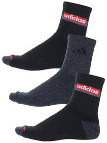 adidas Men's Linear 2 3-Pack High Quarter Socks Black