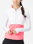 BloqUV Women's Full Zip Crop Long Sleeve Top - White